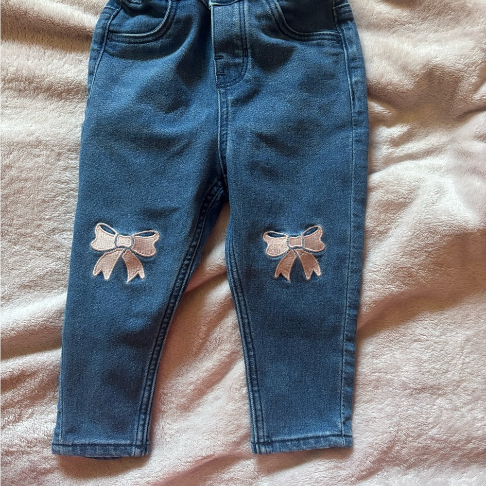 H&M Blue Jeans with Pink Bow Details